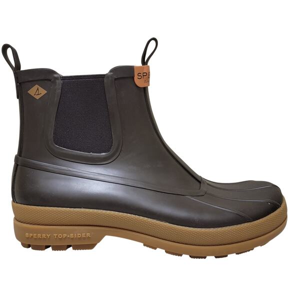 Sperry Men Cold Bay Chelsea Waterproof Rain Boots Size US 9M Brown Gum Rubber main image 5